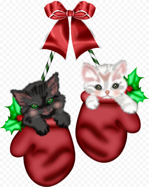 Vector Christmas Kitten PNG Transparent Image