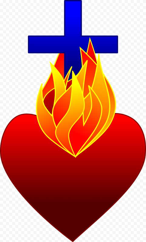 Fire Heart Cross Transparent PNG