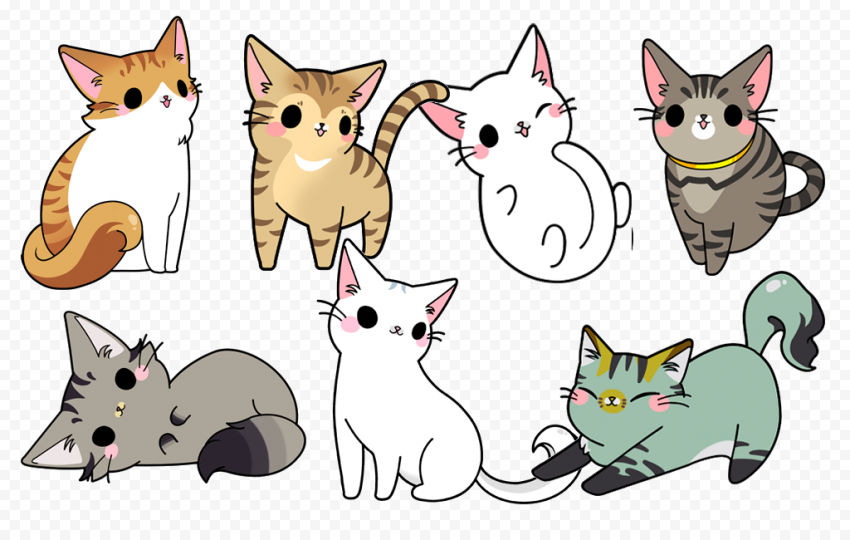 Cat Cartoon Illustration, Hand drawn cat family, comics, mammal, painted