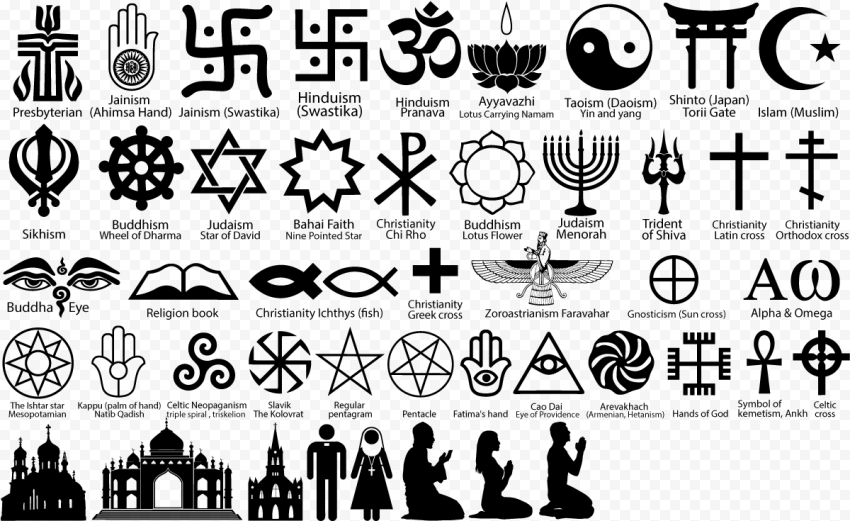 Religious symbol Religion Sign, Flat religious elements Silhouette, christianity, text, logo