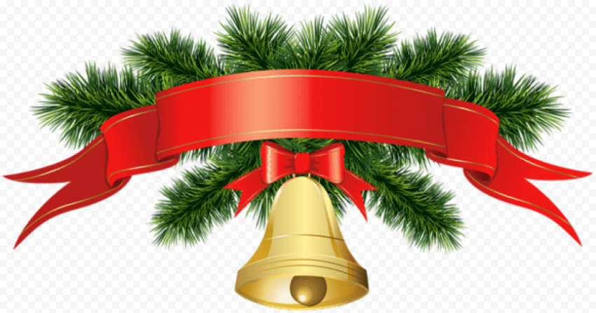 christmas golden bell banner transparent