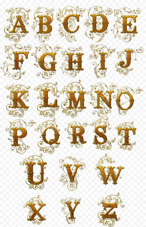 Typeface Letter, Gold letters effect, alphabet font, template, effect, text