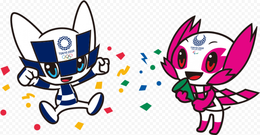happy holidays and a happy new year   mascot tokyo 2020 PNG image with transparent background