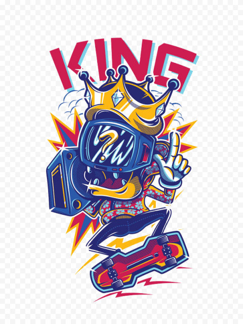 King, T shirt Logo Graphic design, TV king, comics, king, illustrator