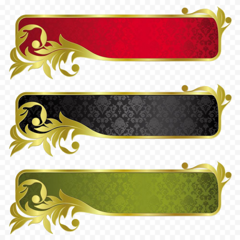 Banner Gold Ribbon, European pattern metal texture border pattern, border, frame, effect