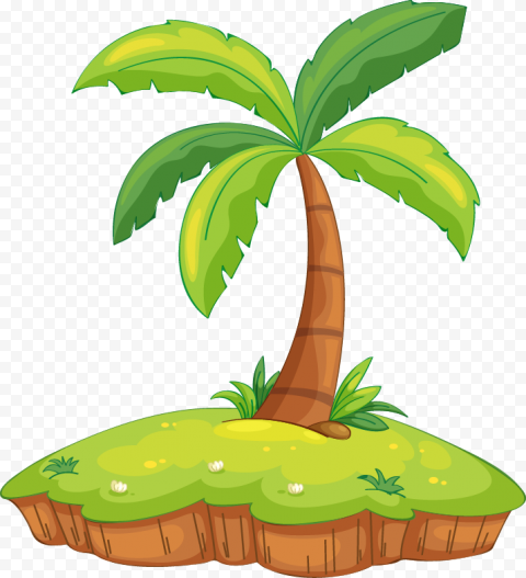 Island Cartoon, Creative cartoon palm island, cartoon Character, leaf, grass