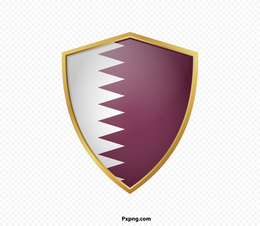HD Victor Qatar Flag With Gold  Border PNG