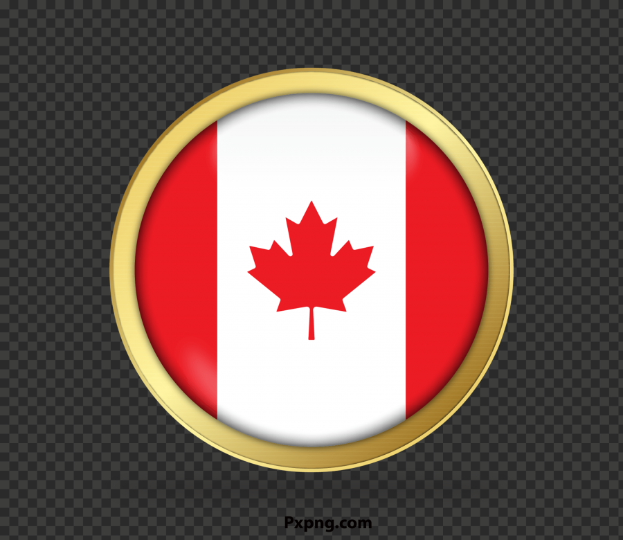 HD Round Flag Canada Gold Framed Icon PNG