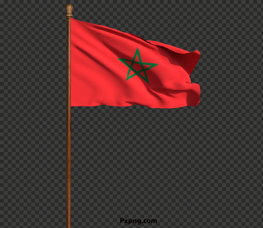 HD Vector Waving Morocco Flag Pole PNG