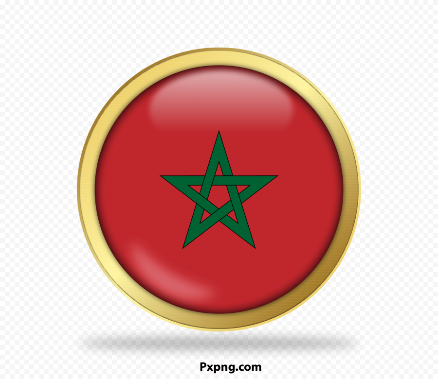 HD Round Flag Morocco Gold Framed Icon PNG