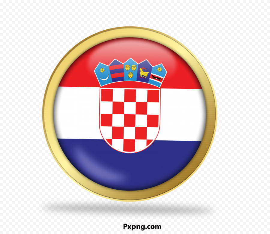 HD Round Flag Croatia Gold Framed Icon PNG