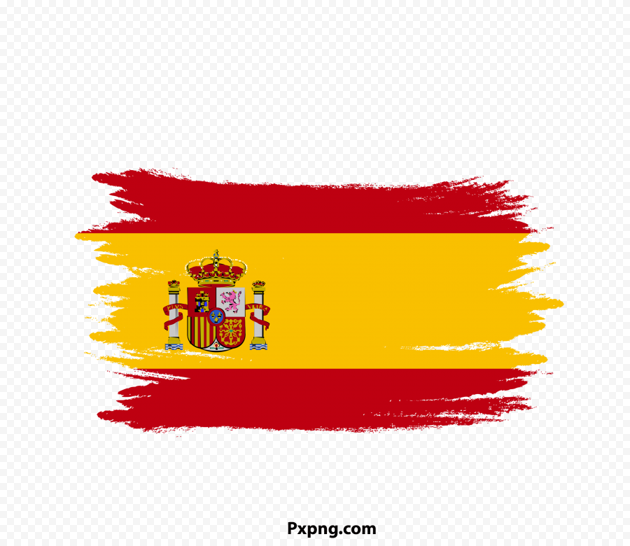 HD PNG Spain watercolor Flag With Brush Transparent Image