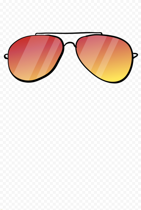 red and yellow lens sunglasses with black frames art, Sunglasses Goggles Yellow, sunglasses, rectangle, orange, cartoon 