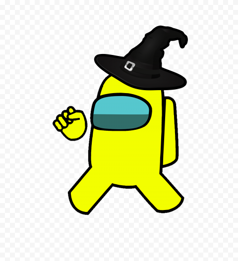 yellow among us character with witch hat png file