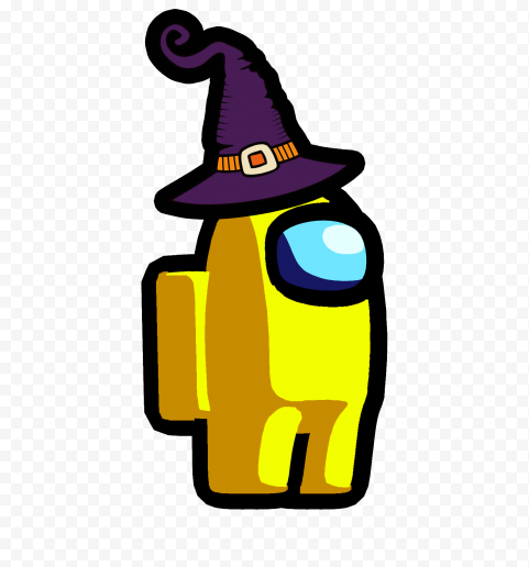 among us yellow witch hat no background 