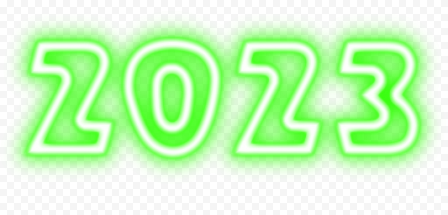 HD 2023 Green Neon Text Logo PNG