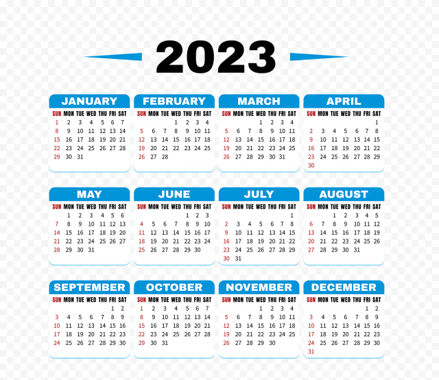Blue 2023 Calendar HD PNG
