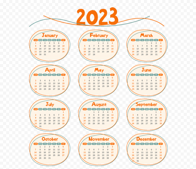 HD Orange 2023 Calendar Transparent PNG
