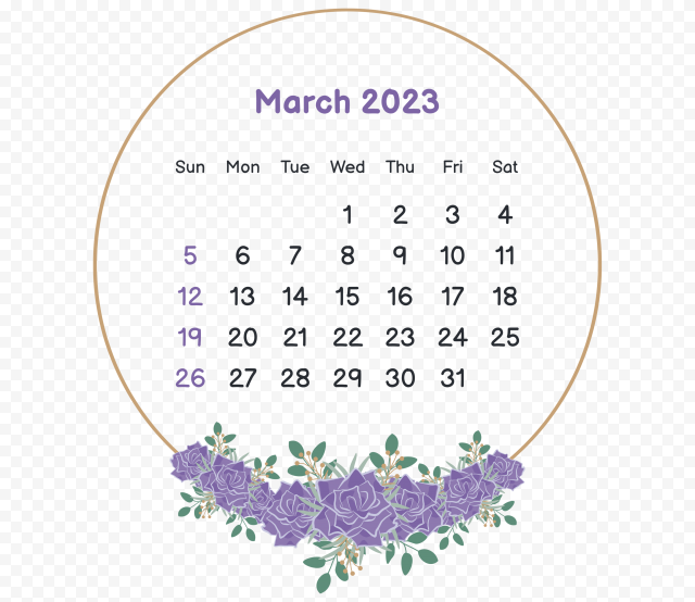 March 2023 Calendar HD PNG