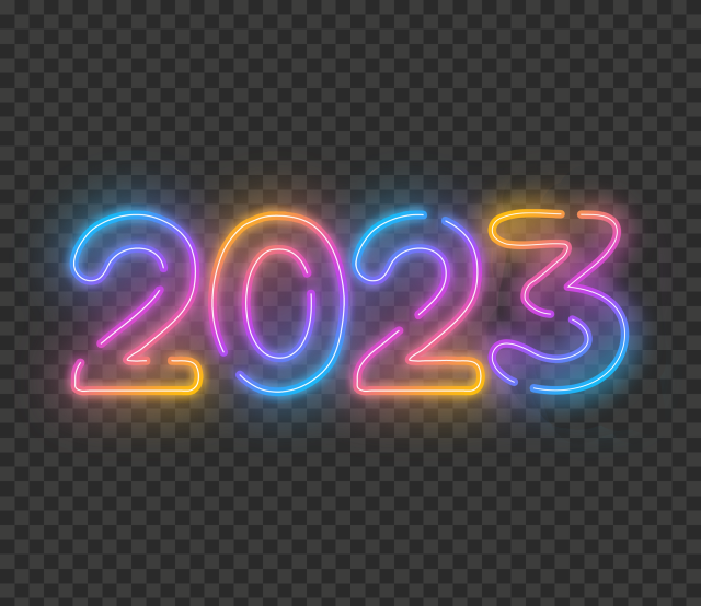 2023 Colorful Font Neon Sign HD PNG