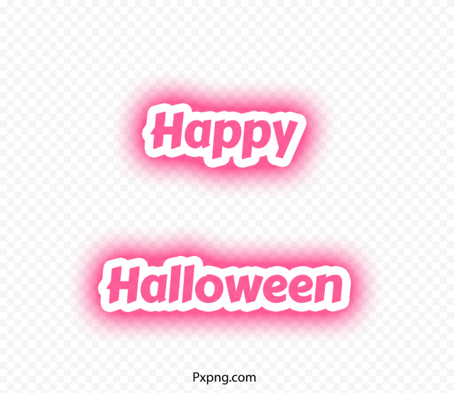 Pink Glowing Neon Happy Halloween Text Logo HD PNG