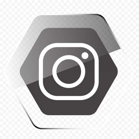 Hexagonal Instagram Glossy Black & White Icon   2000x2000
