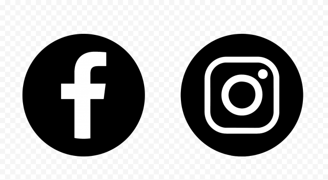 HD Facebook Instagram Black & White Round Logos Icons PNG   2748x1506