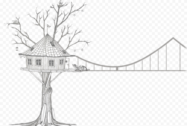 Svg Transparent Download Tree House Black And White   Easy Drawing Of A Treehouse, HD Png Download