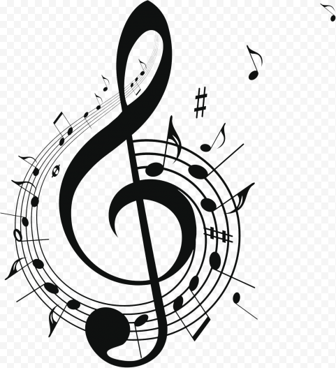 Musical note Free music, Black music symbol design, G clef music note illustration, monochrome, musical Notation, design png