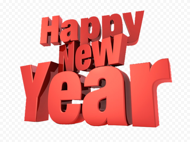 3D Red Happy New Year Text HD PNG