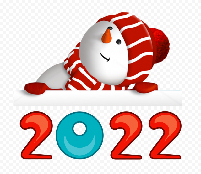 HD 2022 Text With Snowman Illustration PNG