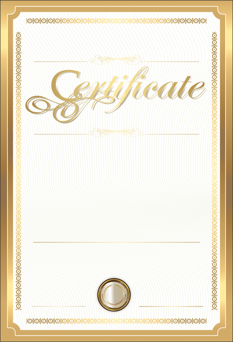 Certificate illustration, Paper Academic certificate Gold certificate, Gold Certificate Template, text, material png