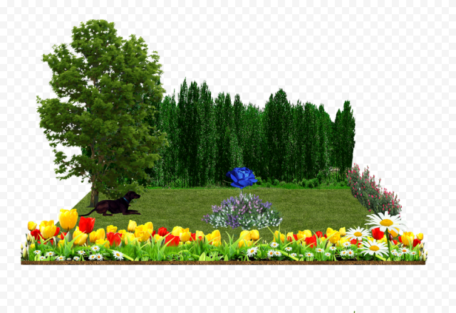 Landscape Flower Garden PNG Free Image