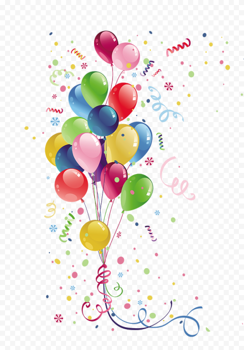 Party Balloon Birthday, Colorful balloons, ribbon, color Splash, heart 