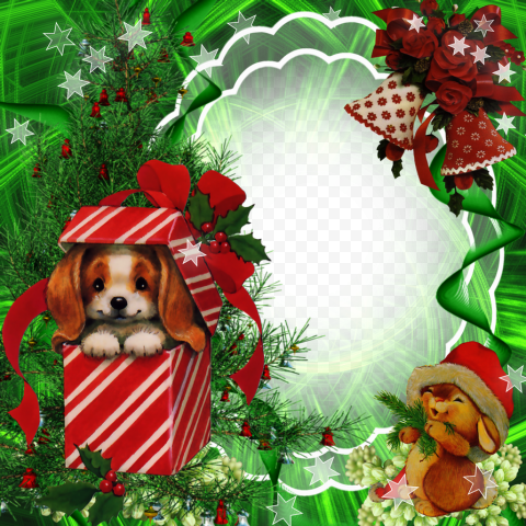 Green Christmas Frame PNG Transparent