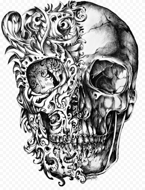 Cool Skull Tattoo Design Drawing PNG