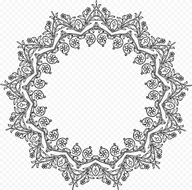 Floral Circle Border Frame PNG Transparent Image