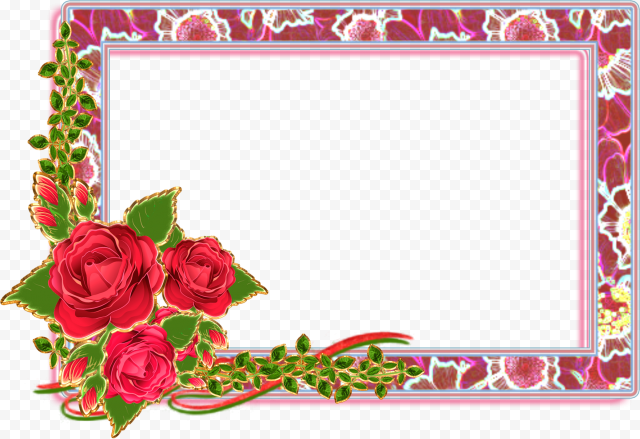 Square Flower Border Frame PNG File