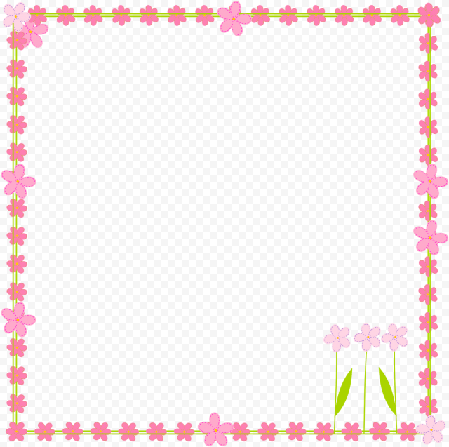 Vector Square Flower Border Frame PNG File