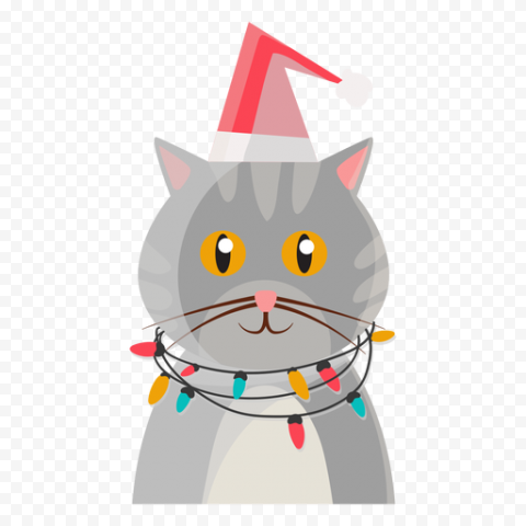 Vector Christmas Kitten Transparent Background