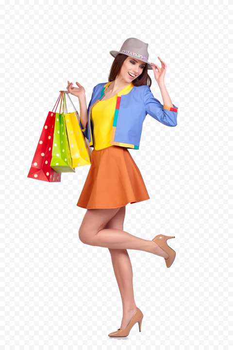 Woman, Fashion shopping beauty, woman holding three paper bags, fashion Girl, people, poster