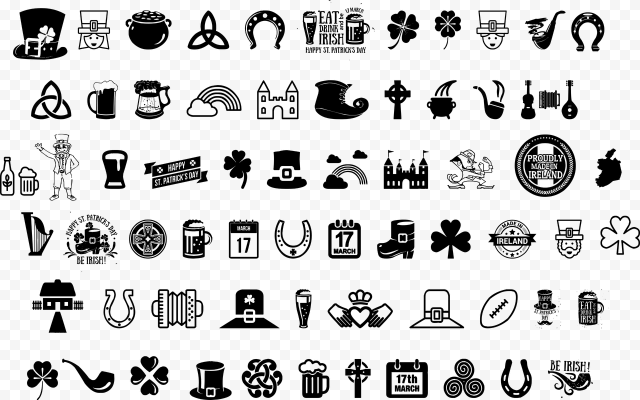 St Patrick's Day Icons, Saint Patrick, Shamrock, Irish, Leprechaun, Icon, Sign, Ireland, Symbol, Patrick