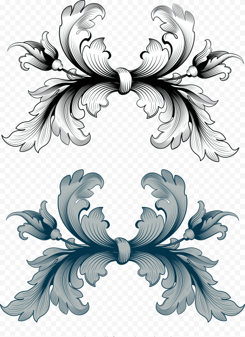 Vintage baroque template symmetrical flora sketch
