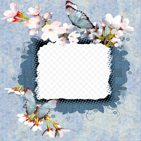 Scrapbook, Quick Page, Pretty, Blue, Butterflies, Pink Flowers, Free Use, Png File, Large Image, Summer