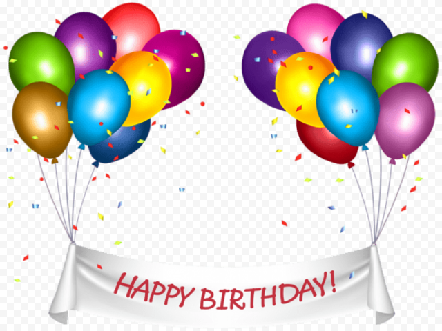 transparent happy birthday banner and baloons