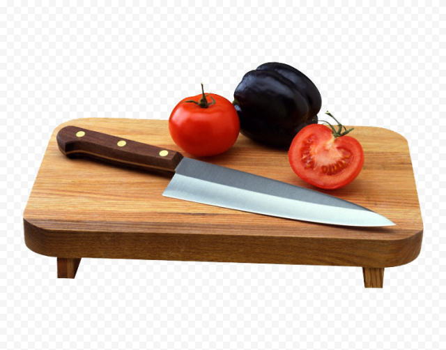 Knife Vegetarian cuisine Crxe8me caramel Vegetable Tomato, Vegetable knife cutting board, png Material, food, wooden Board