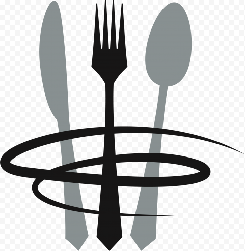 Spoon, fork, and knife illustration, Cafe Italian cuisine Fast food Restaurant Logo, Gray knife and fork circle, food, circle Frame, decorative