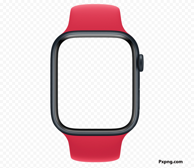 HD Red Apple Watch Series 8 Mockup Transparent Background