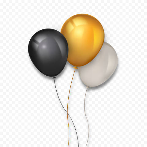 HD Gold And Black And White Balloons FREE PNG IMAGE