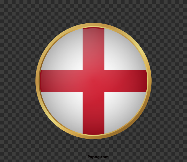 HD Round England flag with golden in borders PNG